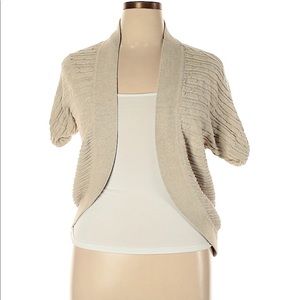 Lane Bryant Cream Short Sleeve Cardigan, Plus 14